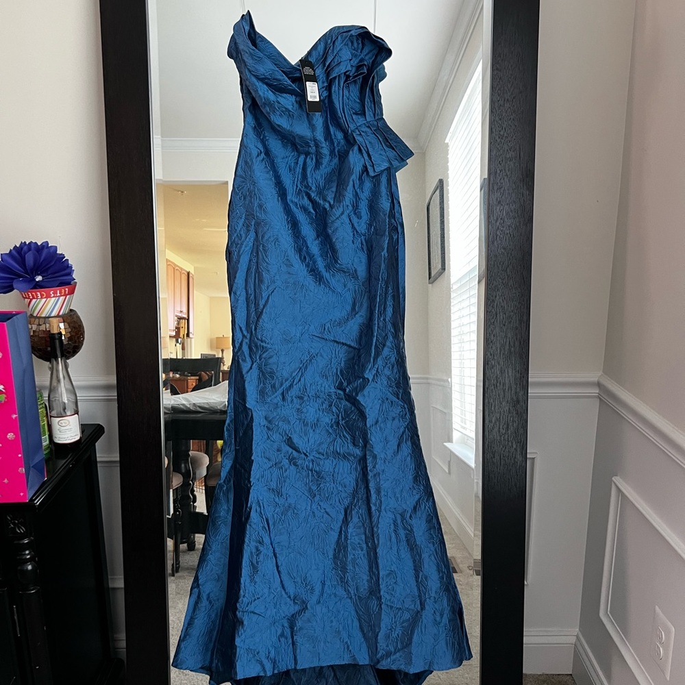Fashion Nova Teal-Blue One-Shoulder Maxi Dress